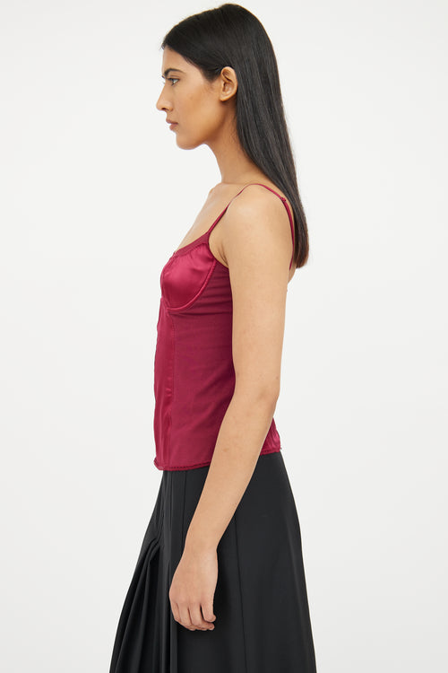 Dolce & Gabbana Red Silk Blend Sleeveless Top