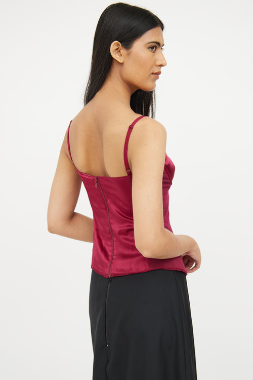 Dolce & Gabbana Red Silk Blend Sleeveless Top