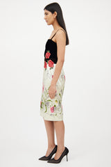 Dolce & GabbanaBlack Velvet & Cream Floral Dress