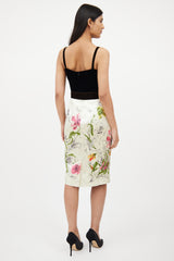 Dolce & GabbanaBlack Velvet & Cream Floral Dress
