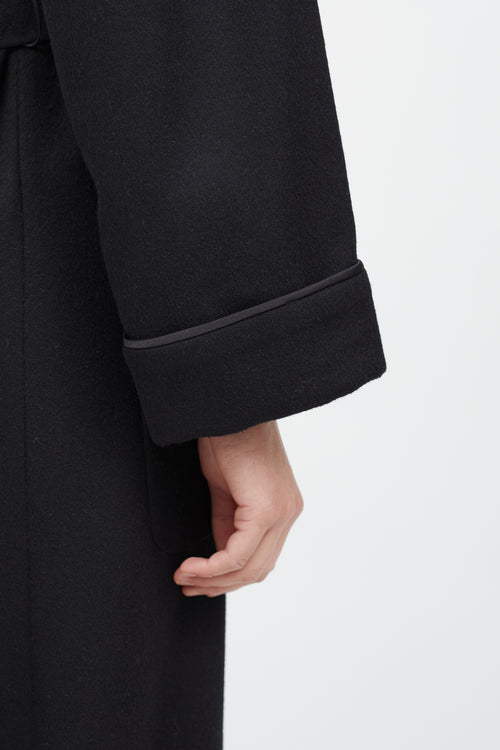 Daniel Hanson X Bergdorf Goodman Black Wool Long Belted Coat