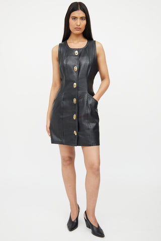 Danier Black Leather Sleeveless Dress