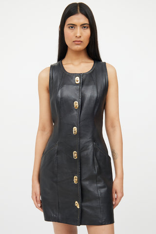 Danier Black Leather Sleeveless Dress