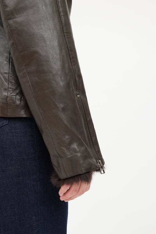 Danier Brown Leather Moto Jacket