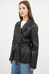 VSP Archive Black Leather Asymmetrical Moto Jacket