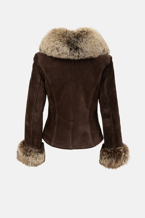 Danier Fur Trim Suede Jacket