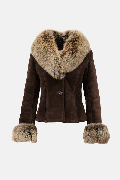 Danier Fur Trim Suede Jacket