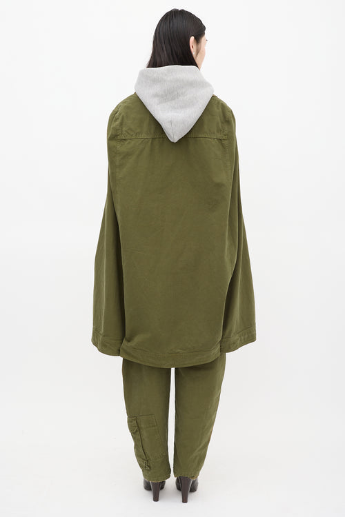 DARKPARK Green Distressed Canvas Cape