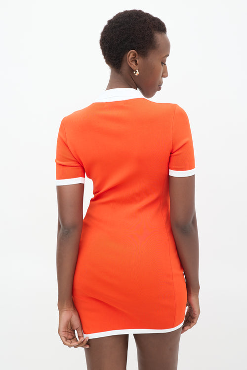 David Koma Orange & White Asymmetric Polo Mini Dress