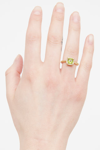 David Yurman 18K Peridot Diamond Petit Chatelaine Ring