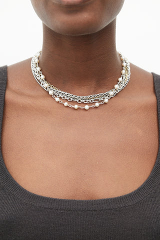 David Yurman 18k Gold & Sterling Silver Pearl Chain Necklace