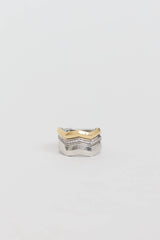 David Yurman Sterling Silver & 18K Yellow Gold Diamond Zig Zag Stax Ring