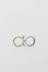 David Yurman Sterling Silver & 18K Yellow Gold Diamond Zig Zag Stax Ring