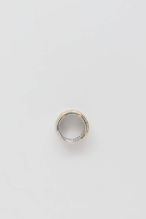 David Yurman Sterling Silver & 18K Yellow Gold Diamond Zig Zag Stax Ring