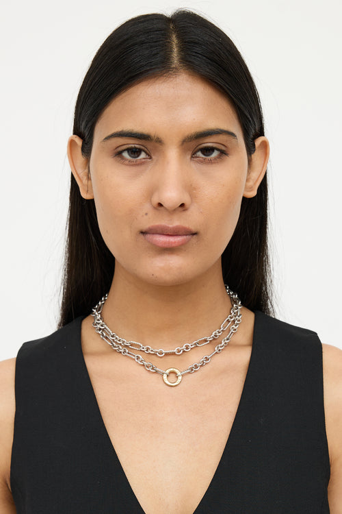 David Yurman Sterling Silver & 18K Yellow Gold Figaro Necklace