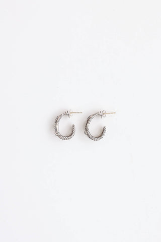 David Yurman Sterling Silver & Black Diamond Three Row Confetti Earrings
