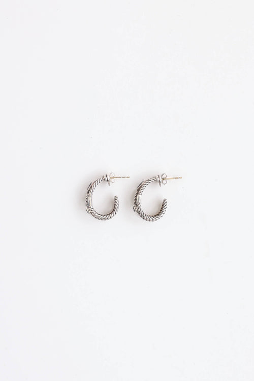 David Yurman Sterling Silver & Black Diamond Three Row Confetti Earrings