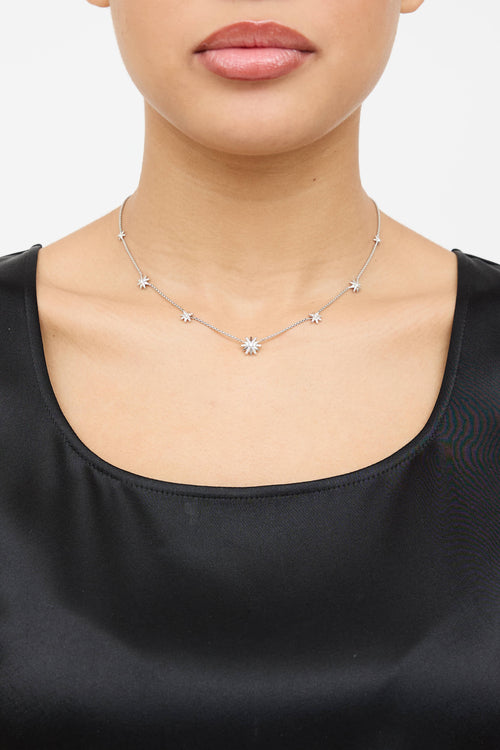 David Yurman Sterling Silver Diamond Starburst Station Necklace
