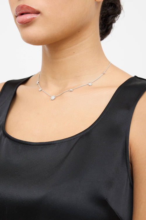 David Yurman Sterling Silver Diamond Starburst Station Necklace