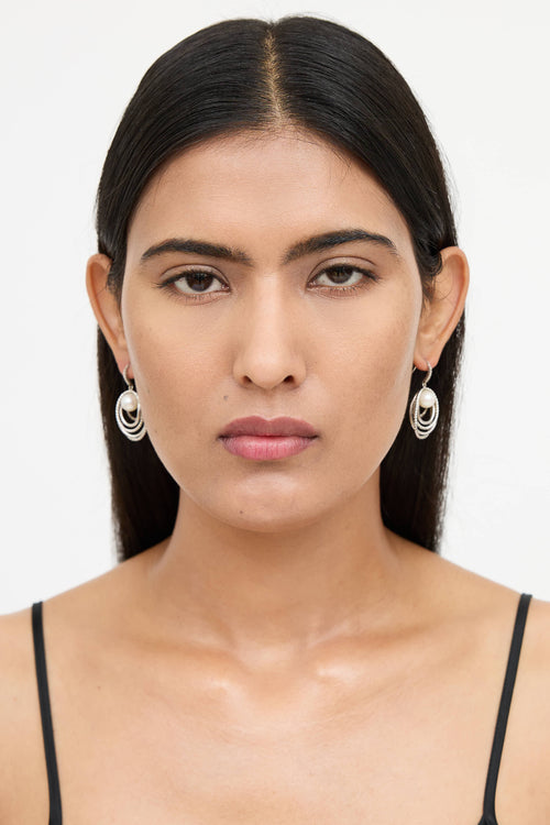 David Yurman Sterling Silver Diamond Pearl Crossover Earrings