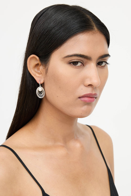 David Yurman Sterling Silver Diamond Pearl Crossover Earrings