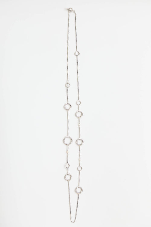 David Yurman Sterling Silver Pearl Infinity Station Necklace