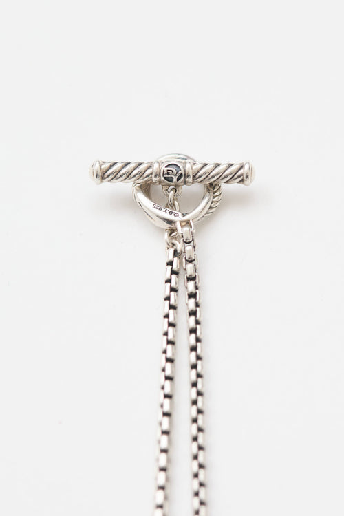 David Yurman Sterling Silver Pearl Infinity Station Necklace