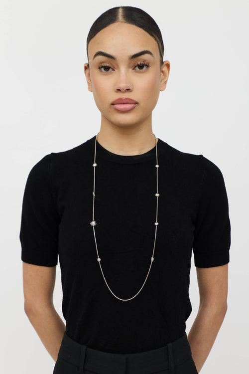 David Yurman Sterling Silver Diamond Starburst Station Necklace