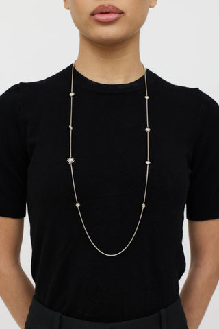 David Yurman Sterling Silver Diamond Starburst Station Necklace