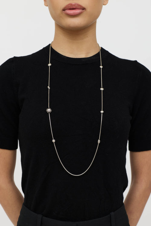 David Yurman Sterling Silver Diamond Starburst Station Necklace