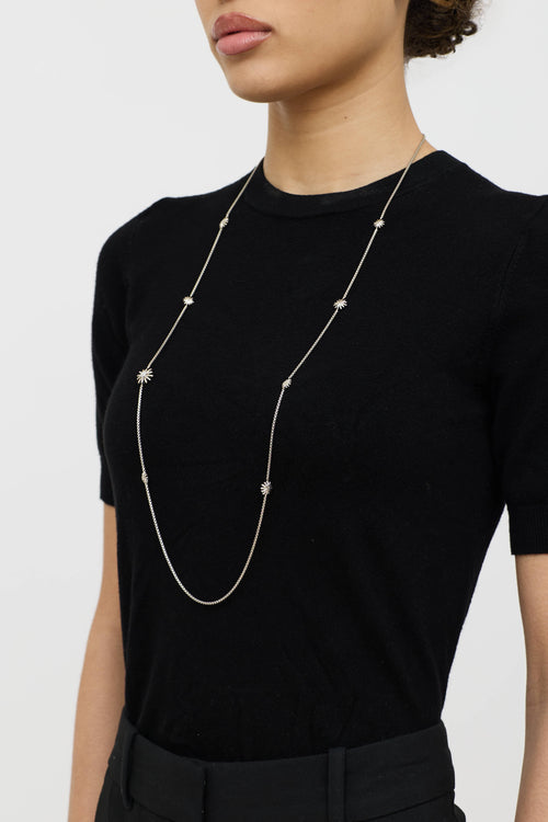 David Yurman Sterling Silver Diamond Starburst Station Necklace