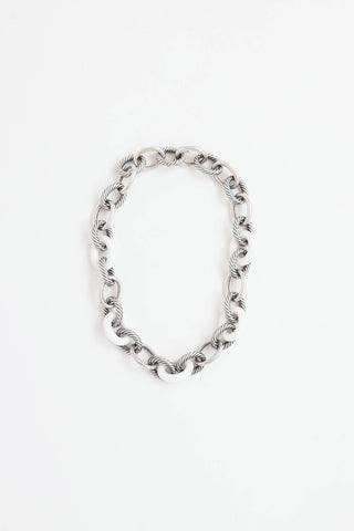 David Yurman Sterling Silver Ceramic Oval Link Necklace