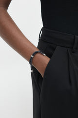 David Yurman Black Cord & Silver Charm Bracelet