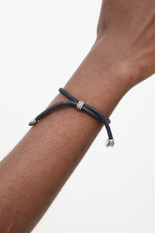 David Yurman Black Cord & Silver Charm Bracelet