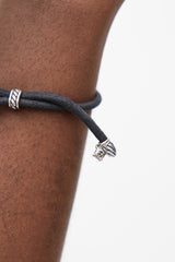 David Yurman Black Cord & Silver Charm Bracelet