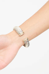 David Yurman Sterling Silver & 18K Gold Wide Waverly Cable Cuff