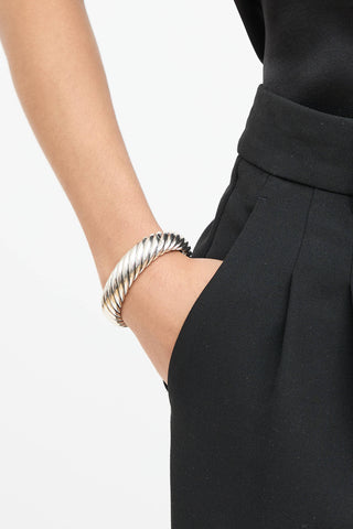 David Yurman Sterling Silver & 18K Gold Wide Waverly Cable Cuff