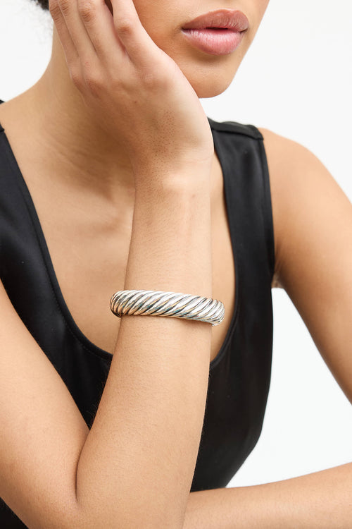 David Yurman Sterling Silver & 18K Gold Wide Waverly Cable Cuff