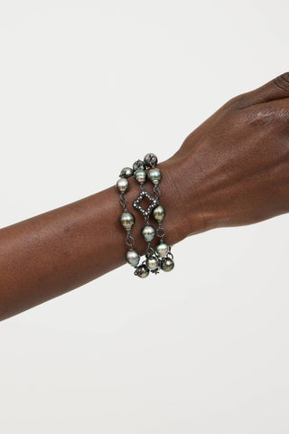 David YurmanSterling Silver Diamond Pearl Bracelet