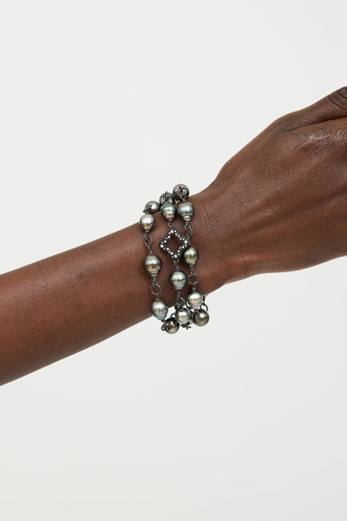 David YurmanSterling Silver Diamond Pearl Bracelet