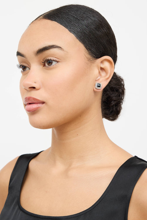 David Yurman Sterling Silver Albion Onyx Earrings