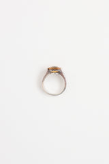 David Yurman Sterling Silver and 18K Yellow Gold Citrine Cable Ring