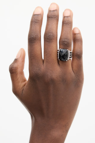 David Yurman Sterling Silver & Black Stone Wheaton Ring