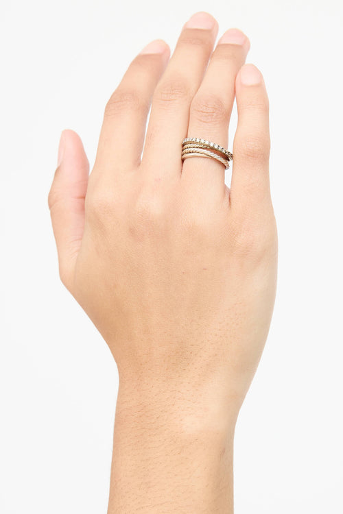 David Yurman Sterling Silver Diamond Layered Band Ring