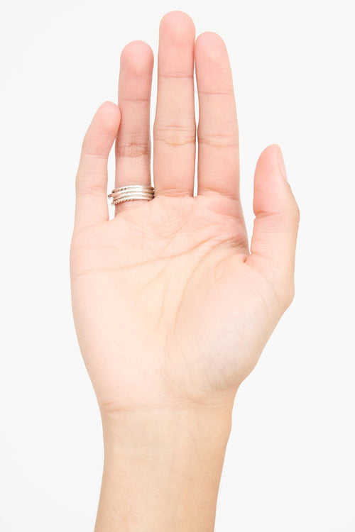 David Yurman Sterling Silver Diamond Layered Band Ring