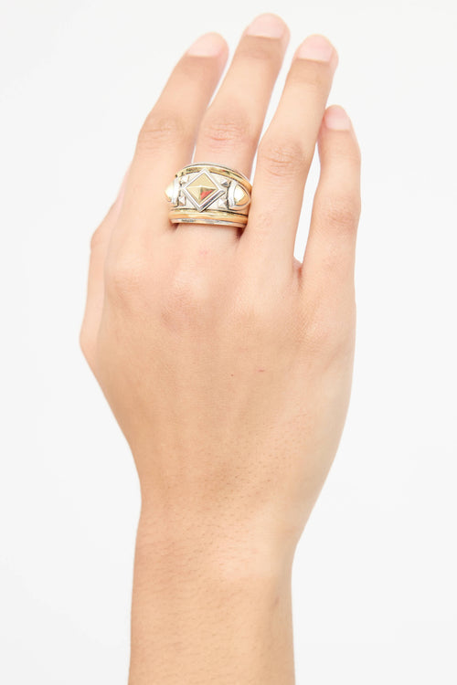 David Yurman Sterling Silver & 18K Gold Bold Renaissance Wide Ring