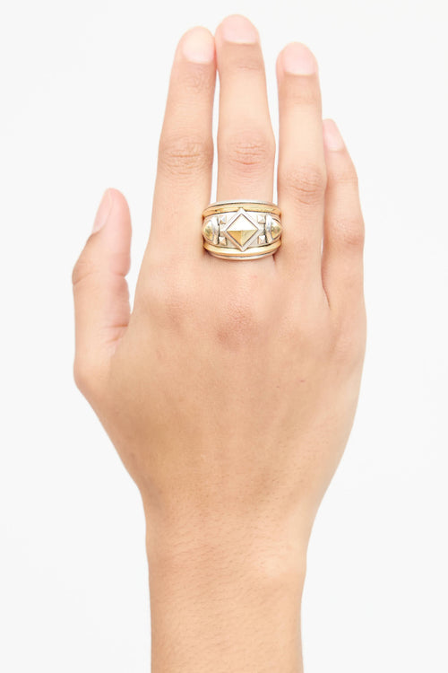 David Yurman Sterling Silver & 18K Gold Bold Renaissance Wide Ring