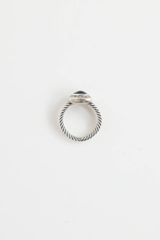 David Yurman Sterling Silver Onyx and Diamond Petite Albion Ring
