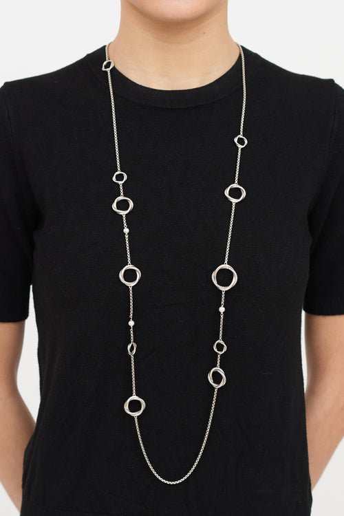 David Yurman Sterling Silver Pearl Infinity Station Necklace