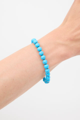 David Yurman Sterling Silver & Turquoise Spiritual Beads Bracelet